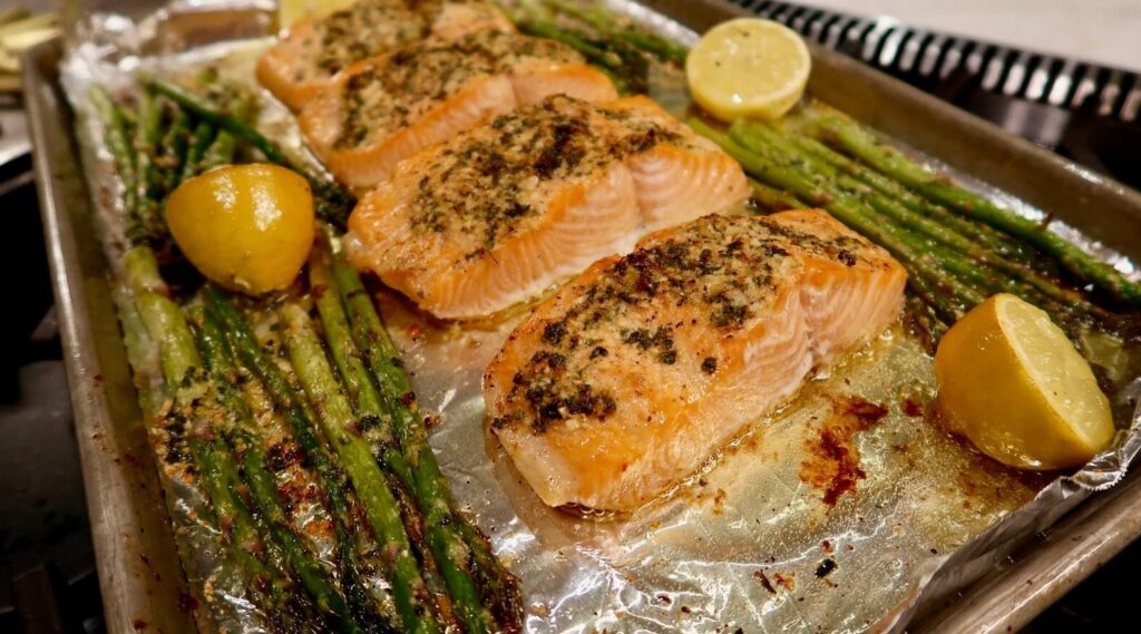 Garlic Butter Salmon with Asparagus